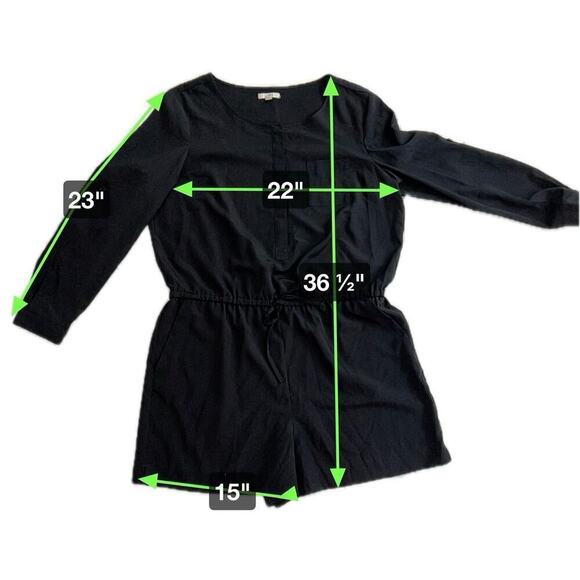 Ann Taylor LOFT Black Long Sleeved Shorts Romper Size 14 Lightweight 4” Inseam - Picture 4 of 9